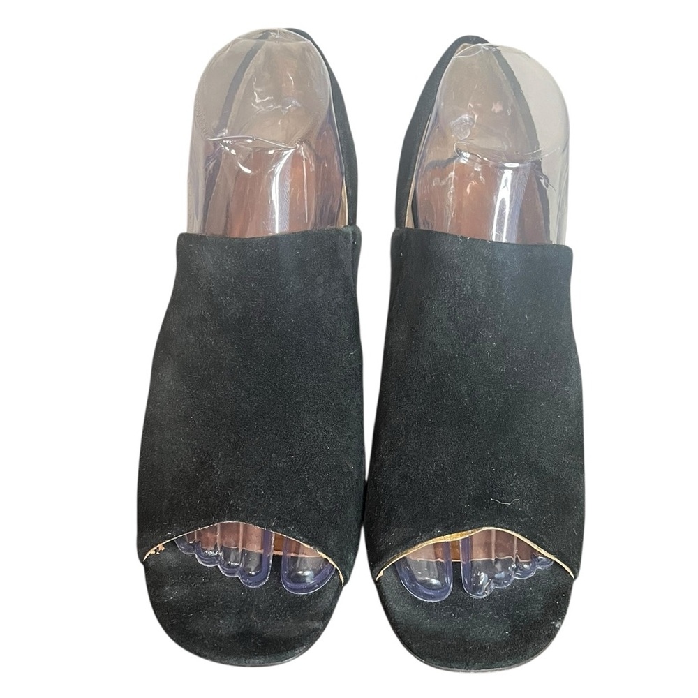 FRANCO SARTO Ellison Black Suede Peep Toe Block Heelโ Shooties Women's Size 9.5